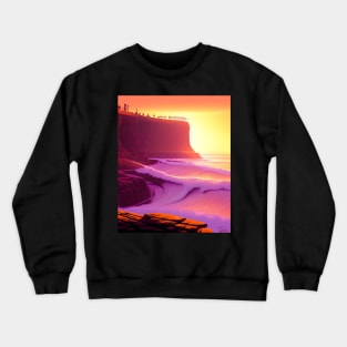 Sun cliff scenery. Crewneck Sweatshirt